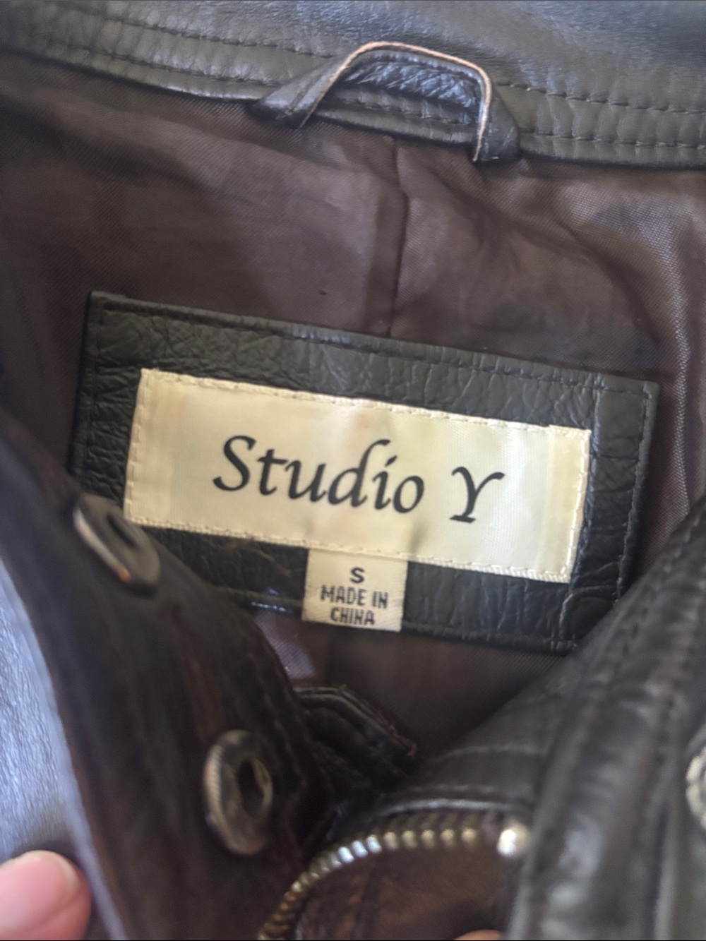Studio Y Dark Brown Leather Moto Jacket - Picture 2 of 8